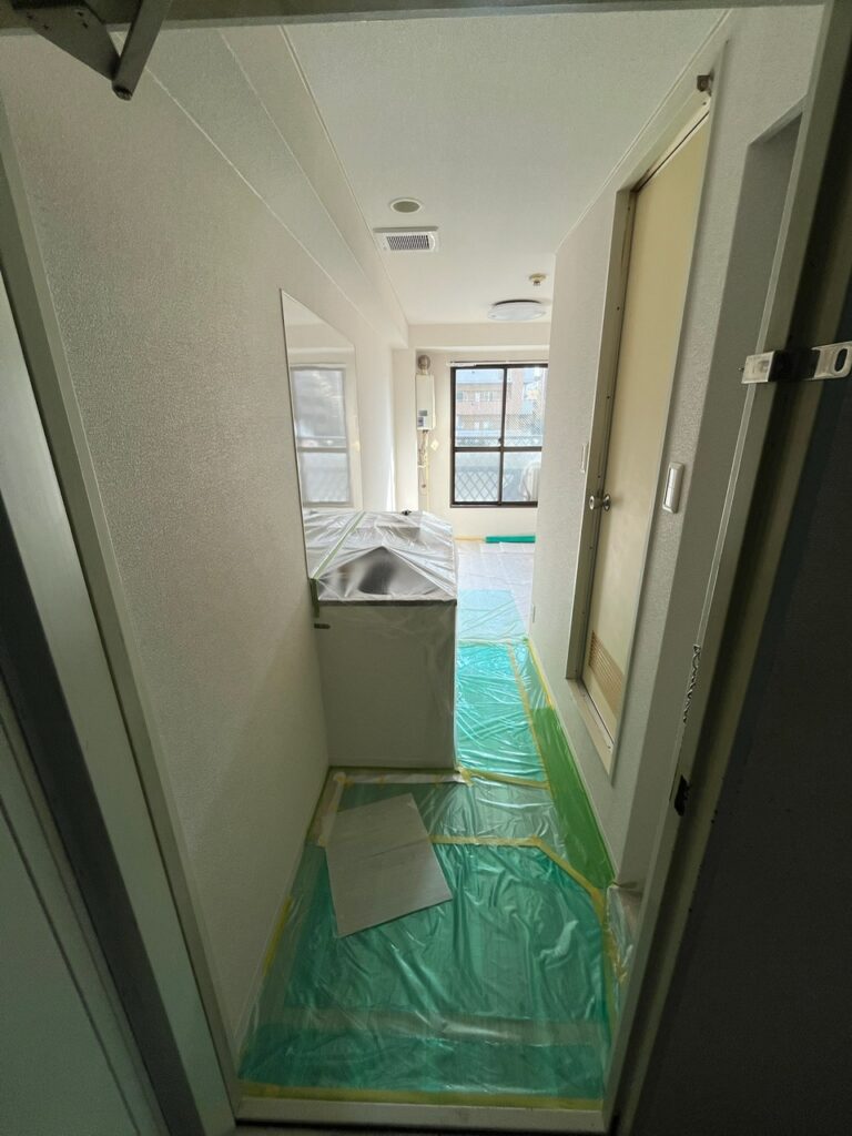 養生した廊下